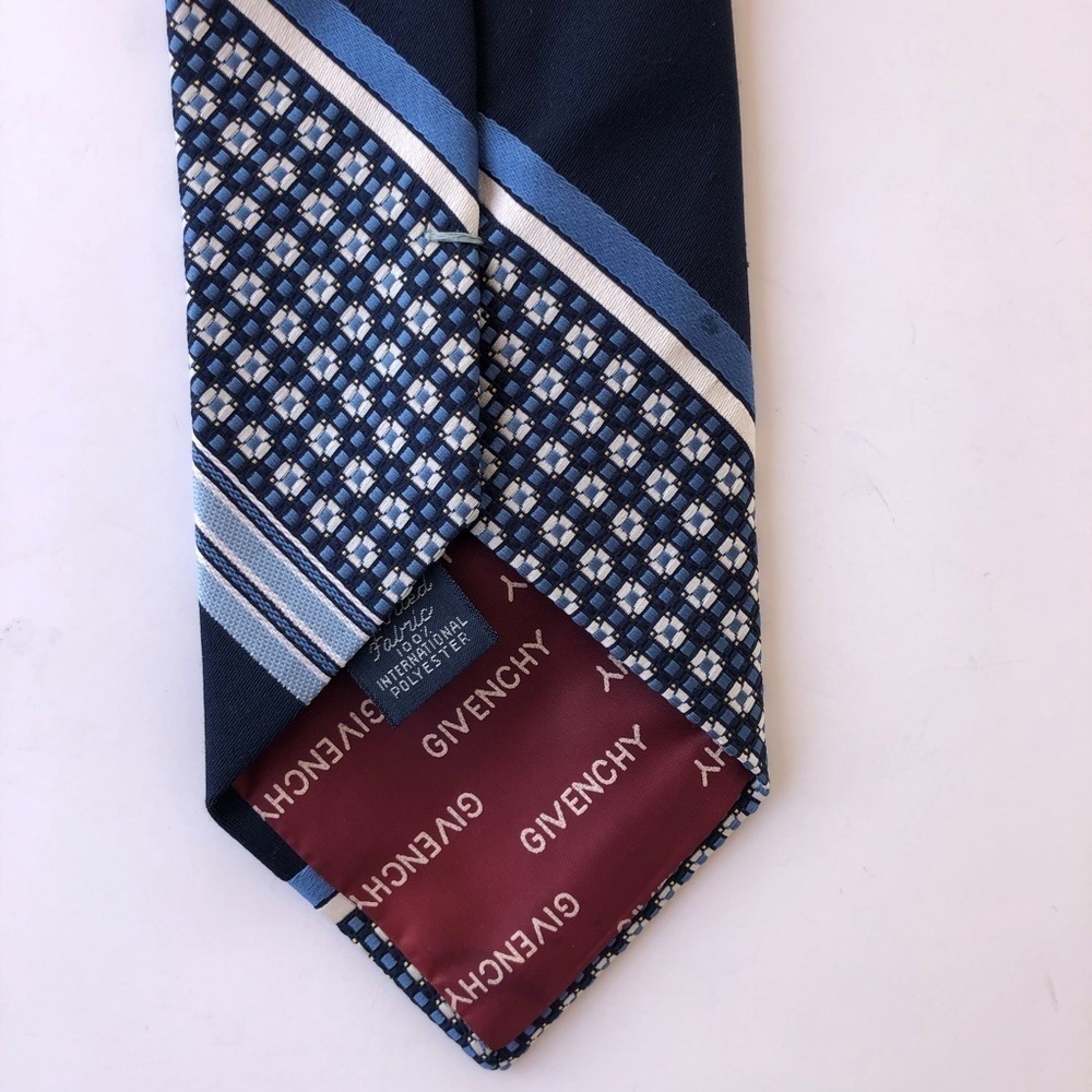 Givenchy Vintage Blue Tie Designer Stripes Men - Picture 3 of 7